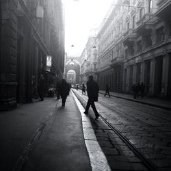 People walking on city street