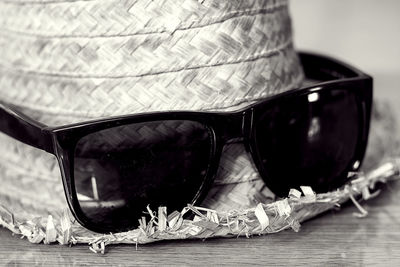 Close-up of sunglasses on table