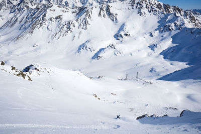 Aerial view of snow covered mountains