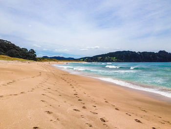 Scenic view of beach against sky