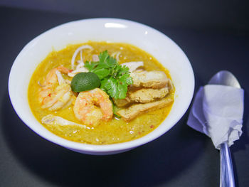 Close-up of soup in bowl