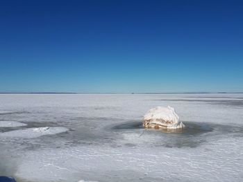 Scenic view of frozen sea against clear sky