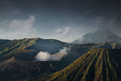 A true peacefulness  panoramic view of volcanic mountain against sky