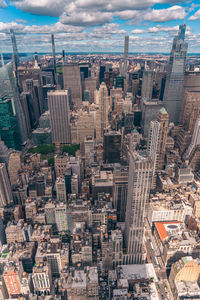 High angle view of buildings in city