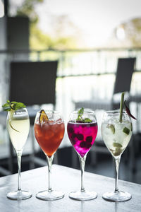 Close-up of wineglass on table