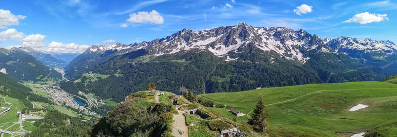 Ultra wide panorama from the gotthardpass 