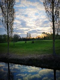 Scenic view of lake against sky