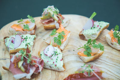 Close-up of food on cutting board