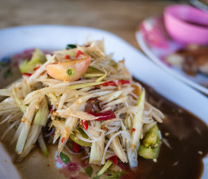 High angle view of meal served in plate