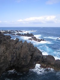 Scenic view of beach and sea against sky