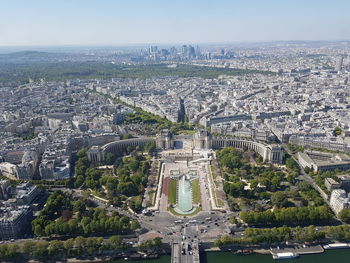 High angle view of buildings in city