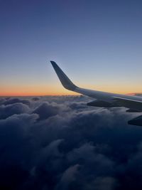 Aerial view of cloudscape against sky during sunset