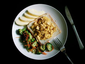 High angle view of meal served in plate