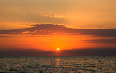 Scenic view of sea at sunset