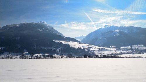 Scenic view of mountains against sky