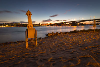 Season is over at city beach in mainz-kastel with cityscape of mainz in the background