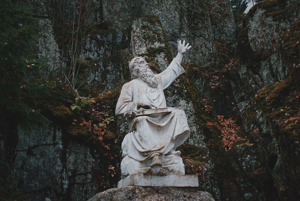 LOW ANGLE VIEW OF STATUE IN A PARK