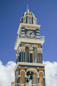 Clock tower - st john the baptist cathedral in fira, greece