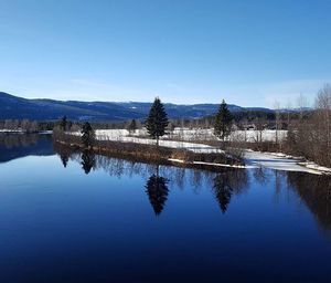 Scenic view of lake against clear sky