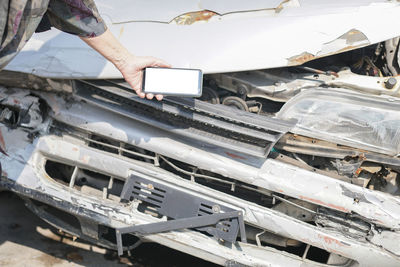 High angle view of vehicles on road