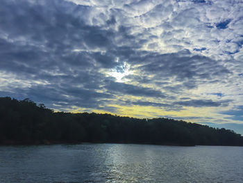 Scenic view of sea against cloudy sky