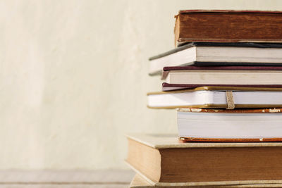 Stack of books on table