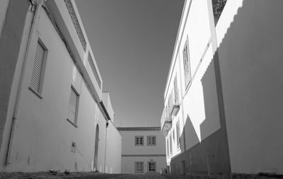 Low angle view of buildings against clear sky