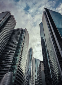 Low angle view of modern buildings against sky