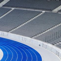 High angle view of seats in stadium