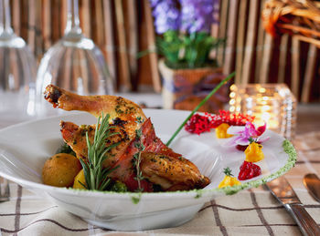 Close-up of food in bowl on table