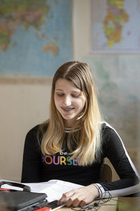 Teenage girl in classroom