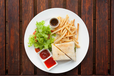 High angle view of food on table