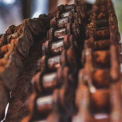 Close-up of rusty metallic chain