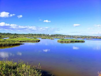 Scenic view of lake against sky