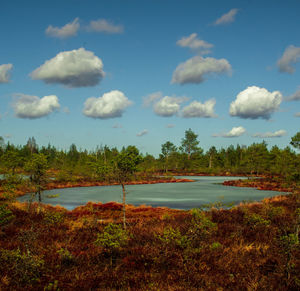 Scenic view of lake against sky