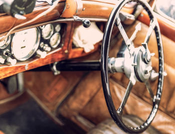 Steering wheel on vintage car