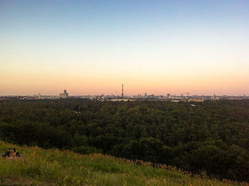 Scenic view of landscape at sunset