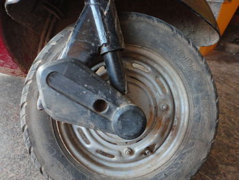 High angle view of old rusty car