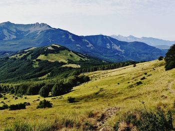 Scenic view of mountains against sky