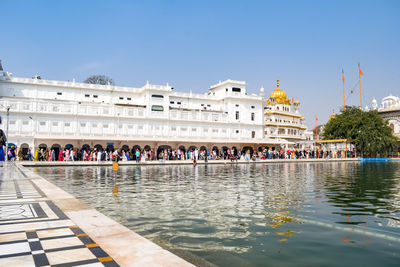 View of details of architecture inside golden temple - harmandir sahib in amritsar, punjab, india