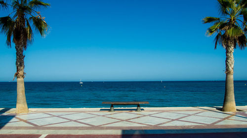Scenic view of sea against clear sky