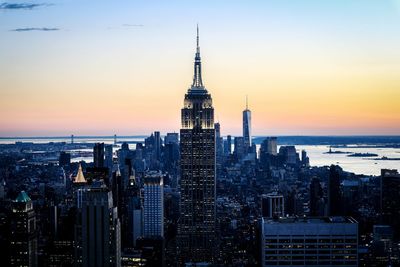 View of cityscape at sunset