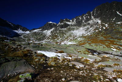 Scenic view of mountains against clear sky