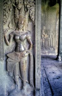 Close-up of carving on wall