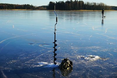 Ice auger on rink