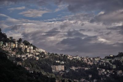 High angle shot of townscape against sky