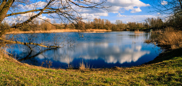 Scenic view of lake against sky