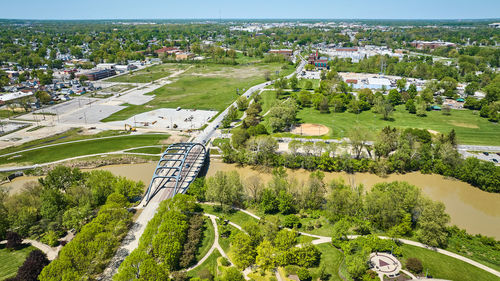 High angle view of townscape against sky