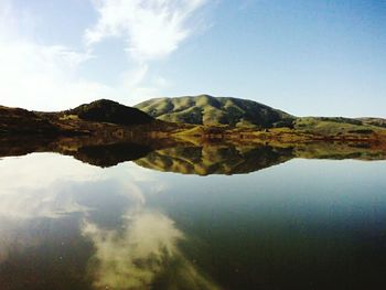 Scenic view of lake against sky