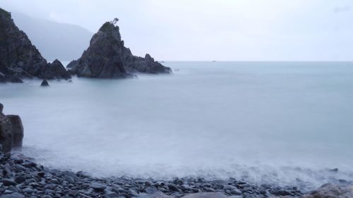 Scenic view of sea against clear sky